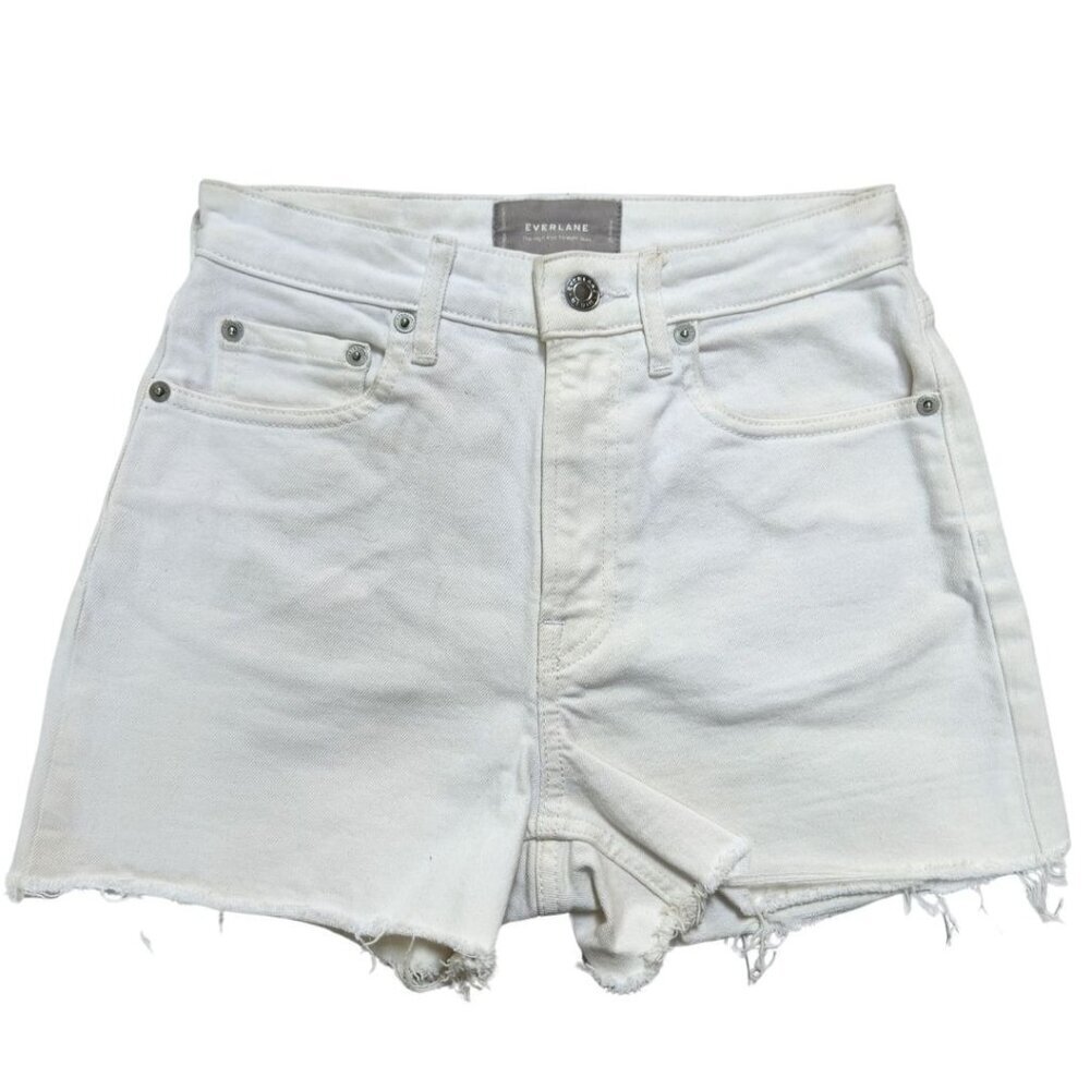 Everlane The High Rise Straight Jean White Shorts Denim High Waisted Women's 25